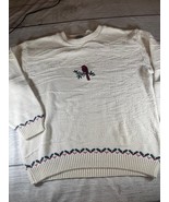 Vintage 90s Cardinal Knit Sweater Women’s M White Pullover Christmas Bir... - $18.00