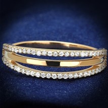 Three Layer Band Pave Simulated Diamond Rose Gold Plated Wedding Ring Size 5-9 - £61.59 GBP