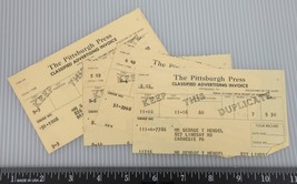 Vintage Lot Pittsburgh Press Classified Advertising Receipts 1960&#39;s g35 - $15.83