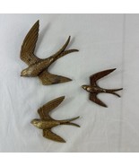 Vintage Burwood Gold Flying Swallow Birds 3 Piece Set Wall Decor Hanging... - $28.70