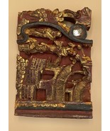 Antique Chinese Wood Hand carved Panel Gilded  6 X 8 X 1 1/4” - $1,045.37 MXN