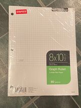 Staples Brand 8" X 10.5" Graph Ruled 3 Hole Filler Paper 80 Sheets *NEW*... - $11.99