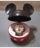 Disney Mickey Mouse Watch Black Band Silver Face Diamonds Charms MZ Berg... - €34,52 EUR