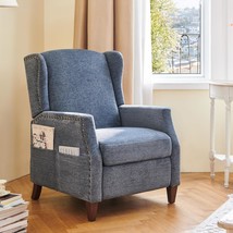 Colamy Wingback Pushback Recliner Chair In Dark Blue, With Storage Pocke... - £210.85 GBP