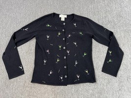 VINTAGE Susan Bristol Sweater Womens Medium Cocktail Olive Martini Cardigan - $24.74