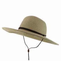 Trendy Apparel Shop UPF 50+ Paper Braid Tweed 4&quot; Brim Sun Hat with Chin Cord - W - £23.59 GBP