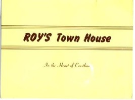 Roy&#39;s Town House Menu In The Heart of  Crestline California 1950&#39;s - $23.83