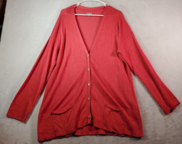 J. Jill Cardigan Sweater Womens XL Pink Linen Long Sleeve V Neck Button Front - £16.57 GBP