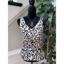 White House Black Market Tank Top Womens S Animal Print Ruffled Layered Bottom - £19.87 GBP