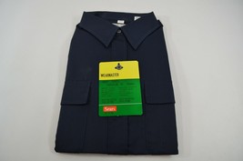 Sears Mens Wearmaster Work Shirt Medium 16-16.5 Long Sleeve Navy Blue NOS Vtg - £41.86 GBP