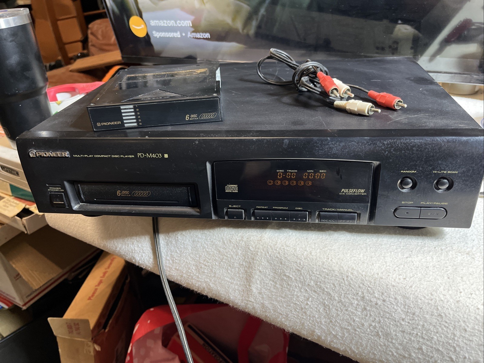 Pioneer PD-M403 Six-Disc CD Changer with Cartridge - TESTED &amp; WORKING!  			