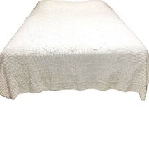 Vintage Chenille Hobnail White Queen Bedspread Quilt Coverlet 60s 70s - £81.46 GBP