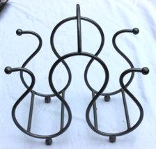 Metal Wine Rack Holds 3 Bottles Footed Carry Handle 10 X 11 X 6” - £9.59 GBP