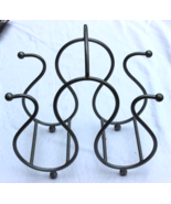 METAL WINE RACK HOLDS 3 BOTTLES FOOTED CARRY HANDLE 10 x 11 x 6” - $12.00