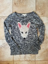 Pink Rose Juniors Size Medium Gray Sweater White Arctic Fox - £7.78 GBP