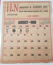 1969 Insurance Advertising Promotional Paper Wall Calendar Jamaica Queen... - $19.79