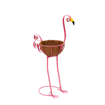 NEW Pink Flamingo Decorative Garden Planter coir lined metal 22.25&quot; glas... - £12.33 GBP