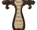 Small Fleur De Lis A Friend Loves At All Times Proverbs Faux Wooden Wall... - $16.99