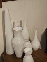 2 IKEA Salong Vases White Hand Blown Glass Johanna Jelinek Design MCM Modernist - £37.28 GBP