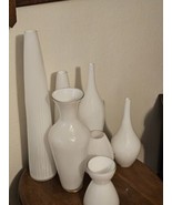 2 IKEA Salong Vases White Hand Blown Glass Johanna Jelinek Design MCM Mo... - £36.82 GBP