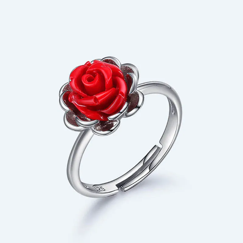 Bague Ringen Female Real  Silver 925 Ring Women Fine Jewelry S925 Rose Adjustabl - $36.87