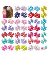 44 Pics 3.3 Inch Rainbow Hair Clips Unicorn Grosgrain Ribbon Bows for Gi... - $25.82