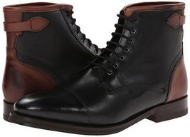 Handmade Men&#39;s Black And Brown Lace Up Boots, Men&#39;s Cap Toe High Ankle Boots - £116.76 GBP
