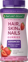 Nature&#39;s Bounty Optimal Solutions Advanced Hair, Skin, Nails, 2X Biotin, 80 Stra - £20.77 GBP