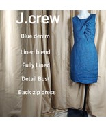 J.crew Denim Style Linen Blend Detail Fully Lined Back Zip Dress Size 4 - £22.18 GBP
