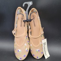 New With Tags No Boundaries Women&#39;s Floral Mesh Mary Jane Flat Shoes Size 6 - $19.79