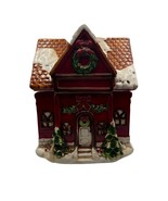 Victorian House Ceramic Cookie Jar Holiday Decor Red &amp; Green Tii Collect... - £36.01 GBP