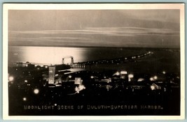 RPPC Night View Duluth-Superior Harbor MN WI UNP Postcard 1940s J2 - £9.29 GBP