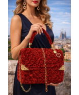 Handmade knitted bag in deep burgundy color - $150.00