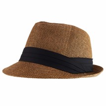 Trendy Apparel Shop Kid&#39;s Small Size Paper Woven Straw Summer Fedora - Dark Brow - £20.09 GBP