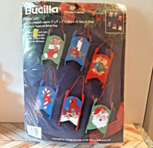 Vtg &#39;96 Bucilla Holiday Sleds Christmas Ornaments Plastic Canvas Needlep... - $28.04