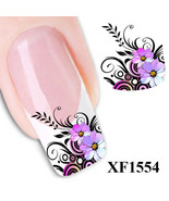 Nail Art Water Transfer Sticker Decal Stickers Pretty Flowers Pink Purple XF1554 - £2.46 GBP