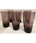 Set of 6 Cannabis Leaf Hand-Etched Purple Art Glasses - $97.44 CAD