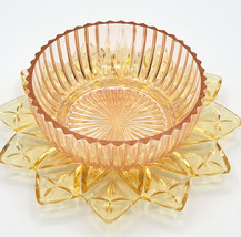 2 Vintage Colored Cut Glass Collectibles Pink Bowl &amp;Yellow Dish - $27.95