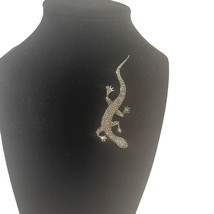 Beautiful 3&quot; Silvertone Lizard Pin Brooch - £9.25 GBP