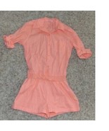 Womens Romper Victoria&#39;s Secret Orange Short Sleeve Button Up Linen Blen... - $29.70