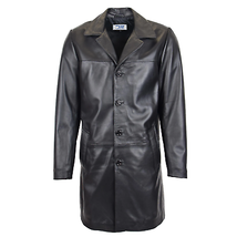 DR122 Men&#39;s Sheep Leather Coat Buttoned Black - £169.12 GBP