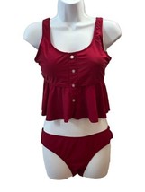 Shein Womens Swimsuit Cropped Tankini Padded Red Size M - £9.33 GBP