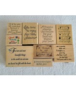 Lot Of 9 Wooden Mounted Rubber Stamps Featured Friendship Quotes EUC Shi... - £11.82 GBP
