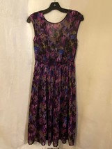 EUC Purple Floral Pleated Dress Size Medium - $17.82