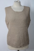 Vtg 90s Travel Smith IoS L Brown Gold Rib Knit Metallic Shimmer Tank Top - £22.65 GBP