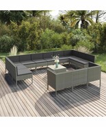 vidaXL Garden Lounge Set Grey PE rattan Large Removable Covers - €1.594,01 EUR