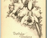 Birthday Greetings Poem Orchid Flowers Unused UNP Gravure DB Postcard H10 - $6.88