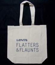 Vintage Levis Jeans Flatters And Flaunts Canvas Tote Bag Slogan Bookbag - $27.69