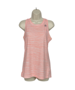 Reebok Womens Athletic Tank Top Size Small Orange White Striped Scoop Neck - $15.25