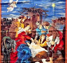 Birth Of Jesus Manger Fabric Piece Tapestry 2004 Cranston Nativity Crafts VF1 - $49.99